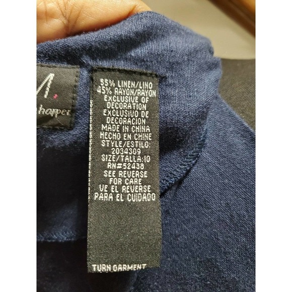 M.H.M Women Solid Blue Linen & Rayon Top Shirt & Maxi Dress 2 Piece Suit Size 10 - Picture 11 of 12